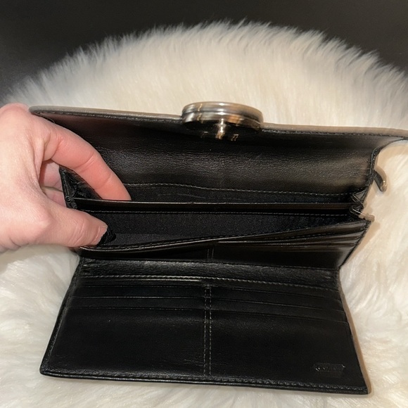 Coach Alexandra Slim Envelope Wallet Black Leather w Signature CC Silver Clasp - Picture 8 of 10